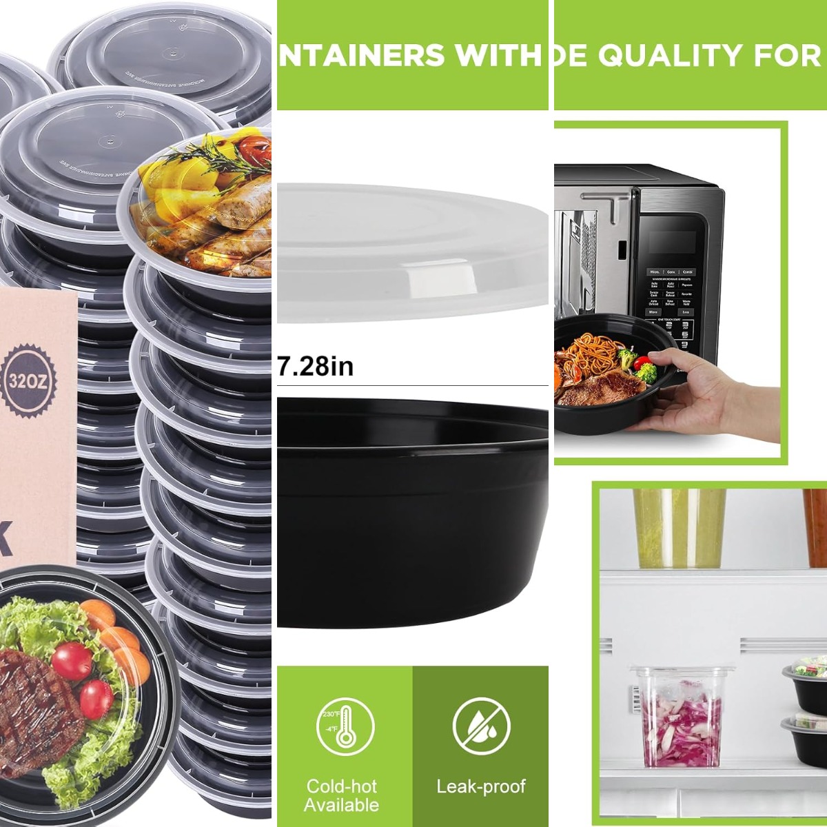 Meal Prep Freezer - ภาชนะเตรียมอาหารพร้อมฝาปิด - ชุด 50 ชิ้น ขนาด