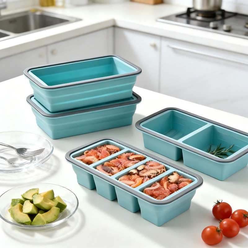 Meal Prep Freezer - ถาดซิลิโคนสำหรับแช่แข็งซุป น้ำแข็งก้อน พร้อมฝาปิด สำหรับเตรียมอาหาร ถาดแช่แข็งซิลิโคนสำหรับแบ่งส่วนซุป ทำน้ำซุป