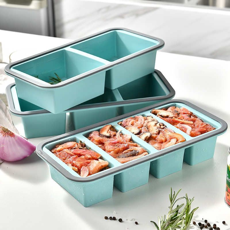Meal Prep Freezer - แม่พิมพ์น้ำแข็งก้อนใหญ่ - ถาดซิลิโคนสำหรับแช่แข็งพร้อมฝาปิด สำหรับซุป ซอส อาหารเหลือ