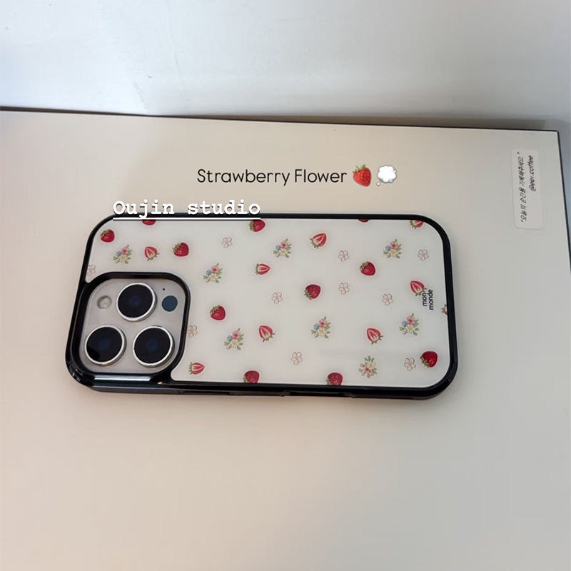 Strawberry Huller - เคสโทรศัพท์ลายดอกสตรอว์เบอร์รี่สไตล์เกาหลี สำหรับ iPhone 17 Air 16