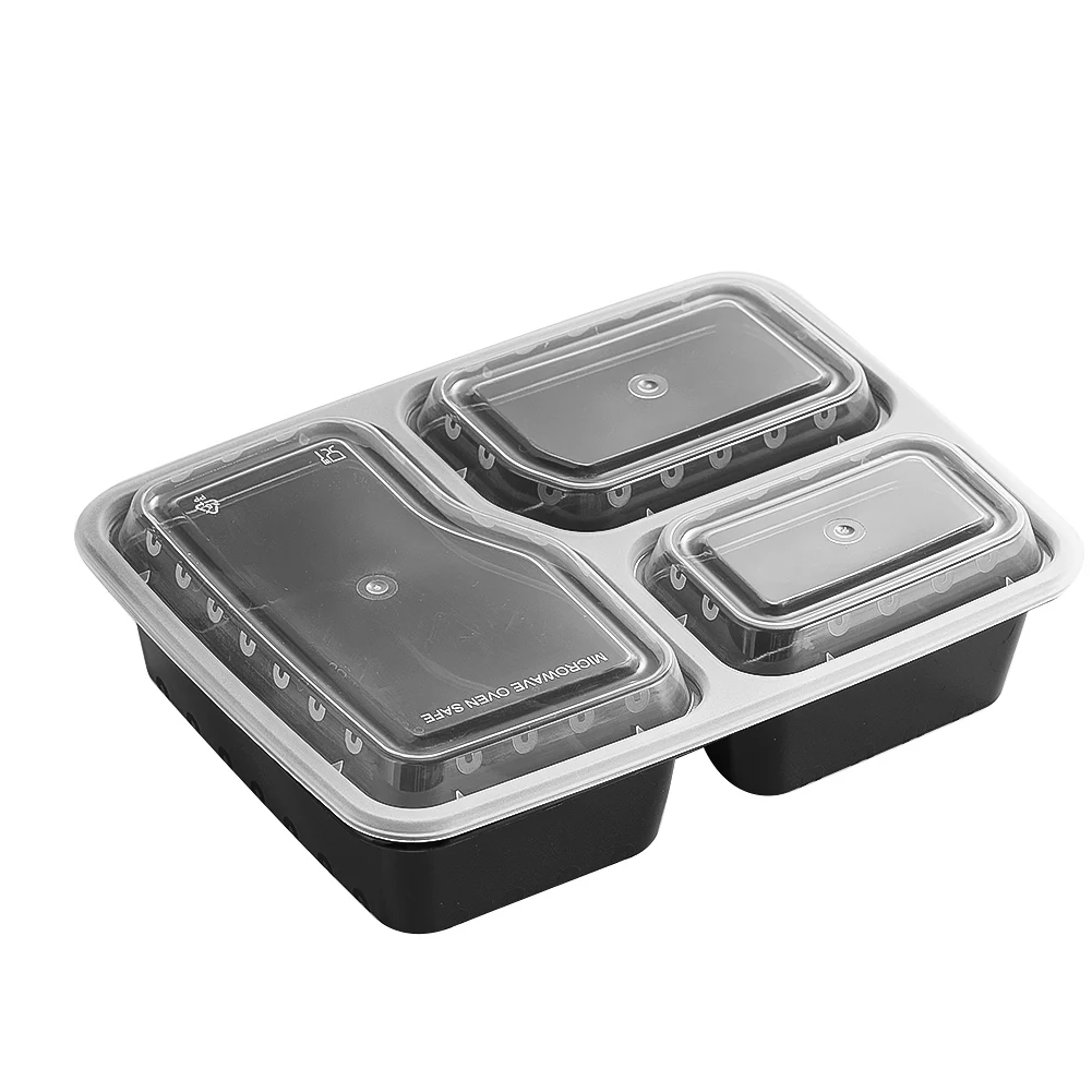 Meal Prep Freezer - 7 แพ็ค 3 ช่องภาชนะเตรียมอาหารหนาพิเศษเก็บอาหารกล่องเบนโตะพร้อมฝาปิดพลาสติก STACKABLE ไมโครเวฟเครื่องล้างจานปลอดภัย