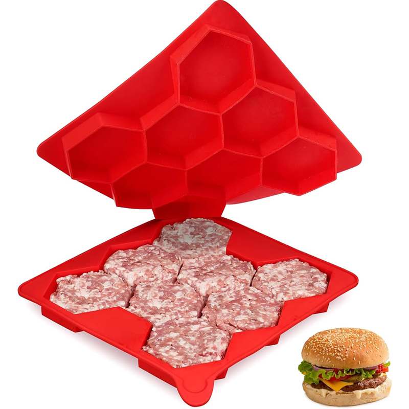 Meal Prep Freezer - แม่พิมพ์กดเนื้อซิลิโคน 8 หลุม แบบไม่ติดกระทะ สำหรับทำเบอร์เกอร์ แพตตี้
