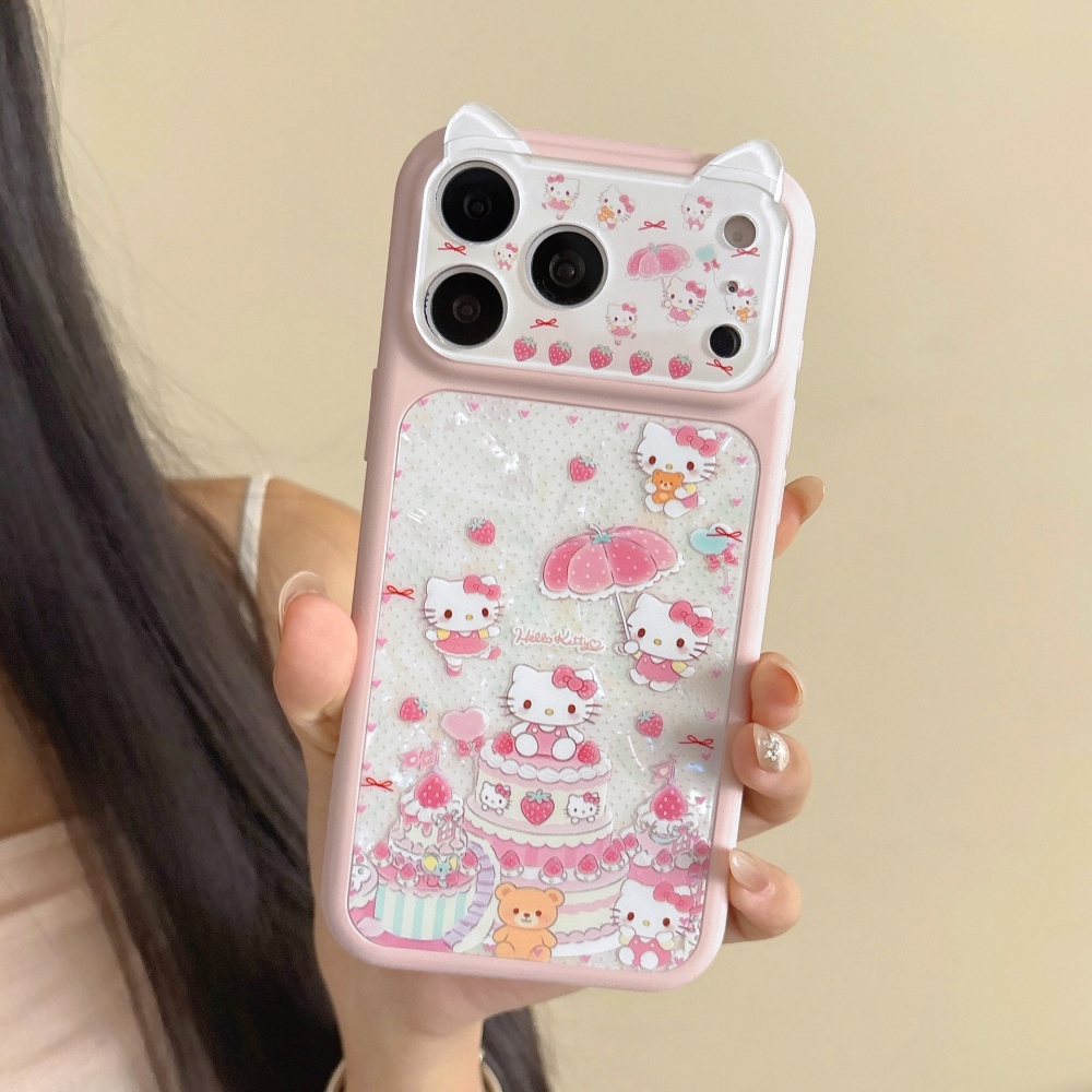 Strawberry Huller - เคสโทรศัพท์ลายเค้กสตรอว์เบอร์รี่สีชมพูสุดหรู น่ารัก รุ่น Ruijian สำหรับ iPhone
