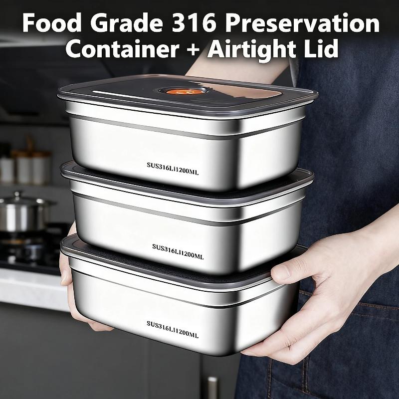 Meal Prep Freezer - (BF06)กล่องอาหารกลางวันสแตนเลสสำหรับแคมป์ปิ้ง กล่องเบนโตะปิดผนึกป้องกันการรั่วซึม กล่องเก็บของในตู้เย็นความจุขนาดใหญ่