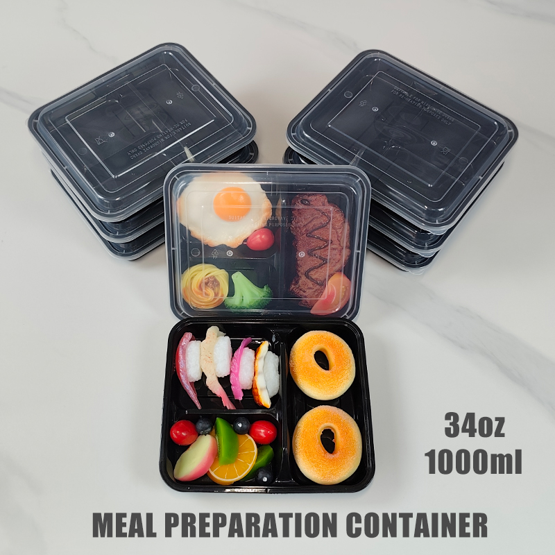 Meal Prep Freezer - กล่องเตรียมอาหาร 3 ช่อง ขนาด 34 ออนซ์/1000